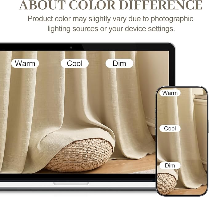 Pinch Pleated Linen Blend Light Filtering Sheer Curtains for Sliding Door | Living Room, Semi Sheer, Pinch Pleat, Hook Rings, Large Window Drapes, Extra Wide, Soft, Thick, 70Wx96L, Sand Beige, 1 Panel