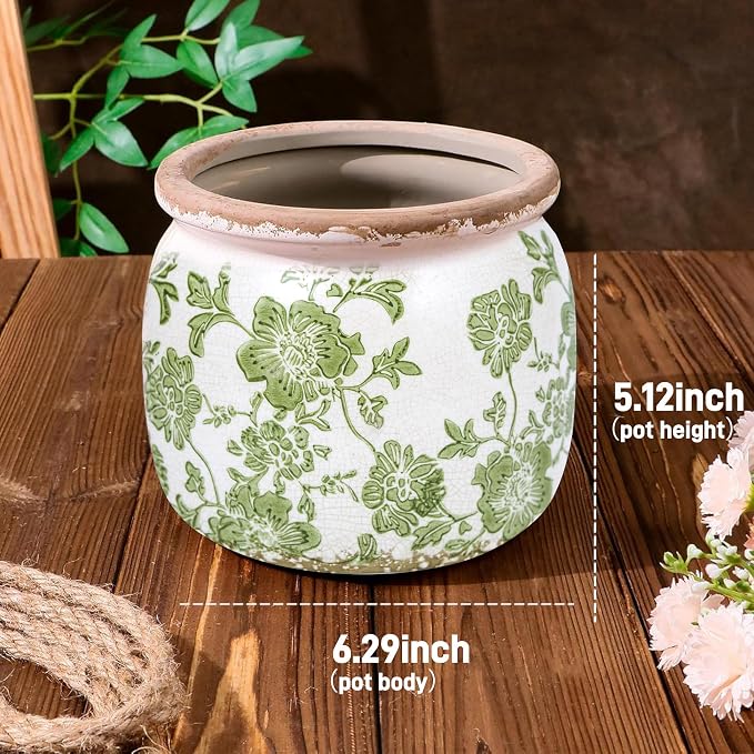 Dosayes Vintage Plant Pot, 6.29 inch Ceramic Flower Pot