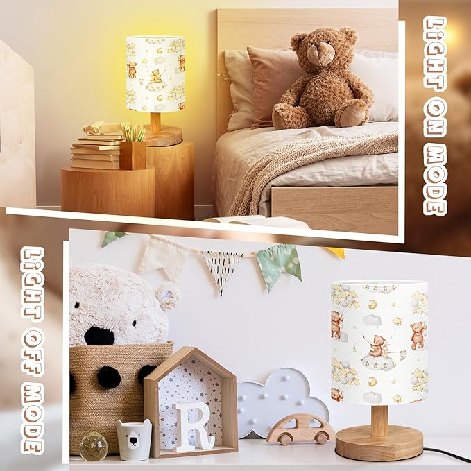 VIHOSE Bear Kids Table Lamp for Bedroom Kids Lamps for Girls Room