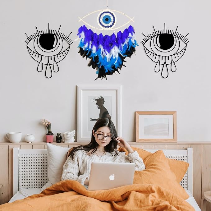 Holmgren Evil Eye Dream Catcher, Blue Wall Hanging Decor