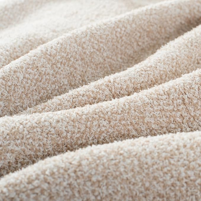 Carriediosa Heather Throw Blanket 50x60, 400GSM Ultra Soft Microfiber | Taupe, Fuzzy Fluffy Cozy Plush Knit Knitted Throws, Lightweight Cute Preppy Fall Blankets for Couch, Bed