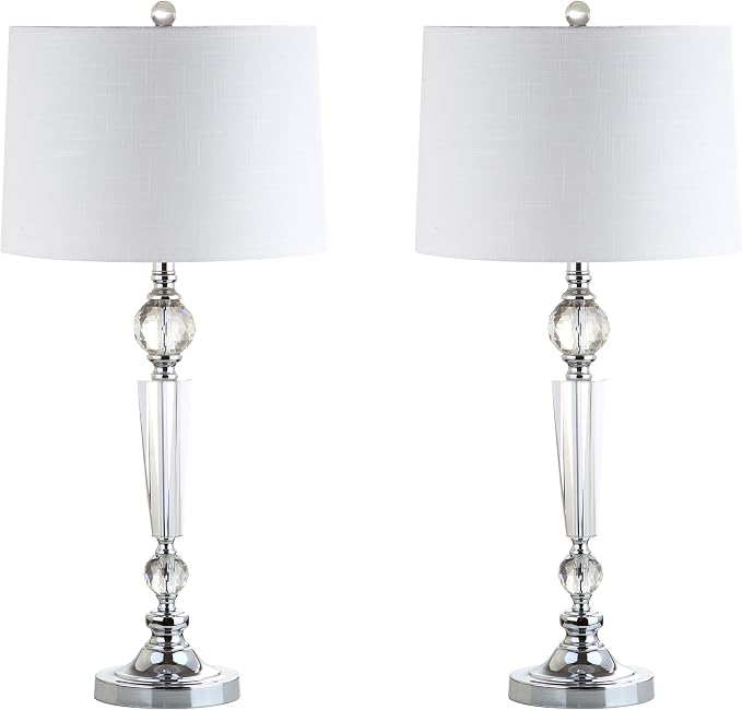JONATHAN Y Emma 29.5" Clear Crystal Candlestick Table Lamp, Set of 2
