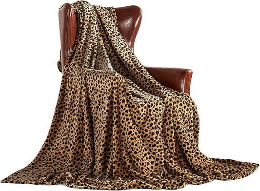 MERRYLIFE Leopard Throw Blanket Decorative Fleece Throw | Ultra-Plush Colorful Oversized | Couch Blanket Travel Lap | Large Size(60" 90",Cheetah)