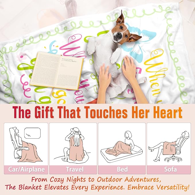 TURMTF Inspirational Butterfly Blanket When You Forgive You Heal, When You Let Go You Grow, Soft Cozy Fleece Throw for Women, Religious Motivational Gift for Mom Wife Grandma Friend, Home Decor