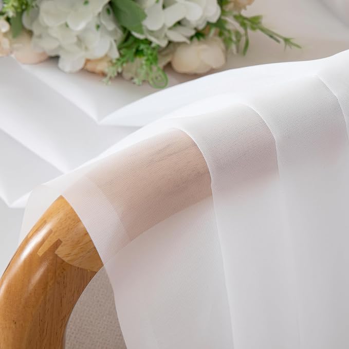 Simplebrand White Sheer Curtains 72 Inches Long 2 Panels for Living Room, Rod Pockets Airy Window Treatments Voile Sheer White Curtains Panels Lightweight for Front Back Patio Glass Door, 42" Width