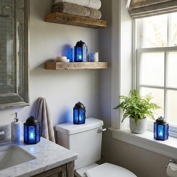 Vela Lanterns Decorative Indoor Mini Candle Holder Centerpieces, Cobalt