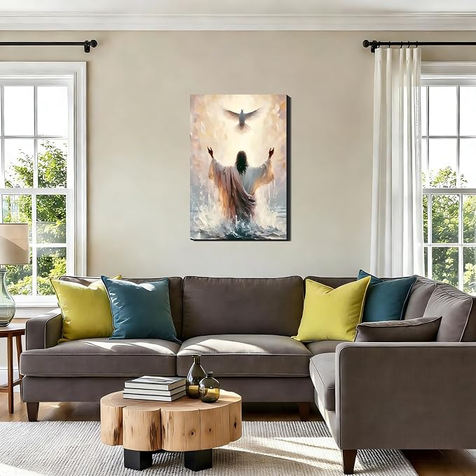 Jesus Dove Inspiring Wall Art, Freedom Picture Posters Prints Wrapped Canvas Wall Decor Artwork Painting for Bedroom, Living Room,Bathroom, Bar, Office Classic Home Decoration
