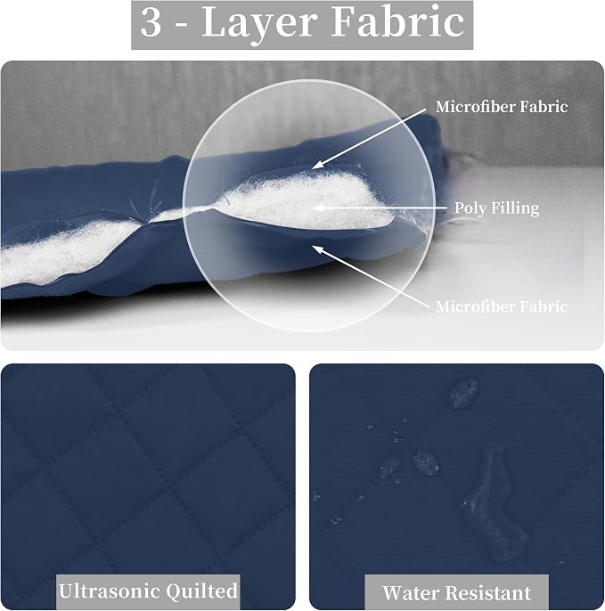 Easy-Going Reversible Quilt Set California King, Bedspread with 2 Shams | Dark Blue/Light Blue, Machine Washable Lightweight Microfiber Bed Comforter, 1 Quilt + 2 Pillow Shams, All-Season Coverlets
