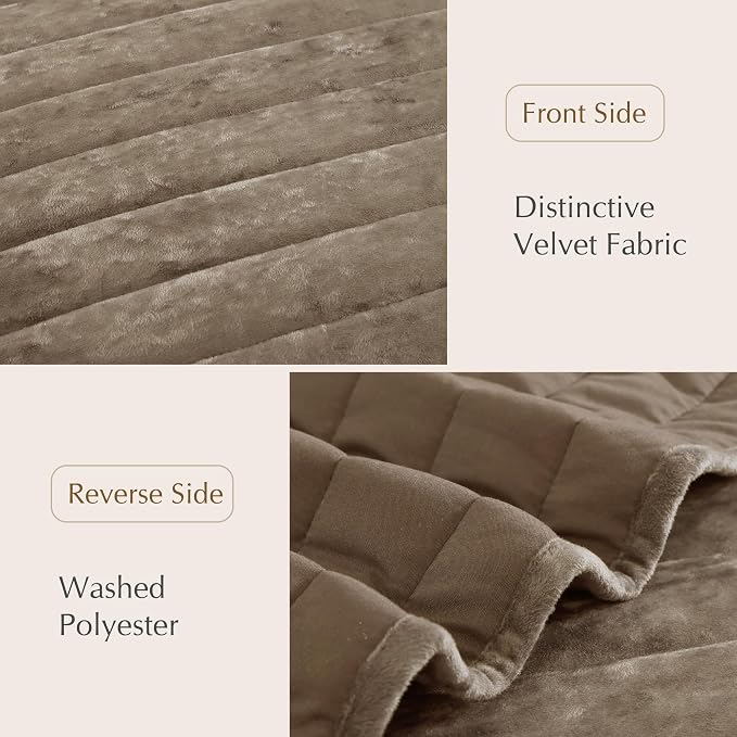 WRENSONGE Velvet Quilt Set King Size- Taupe Quilt Bedding Set with 2 Shams | Lightweight Luxury Velvet Comforter, Modern Bedspread Coverlet for All Seasons