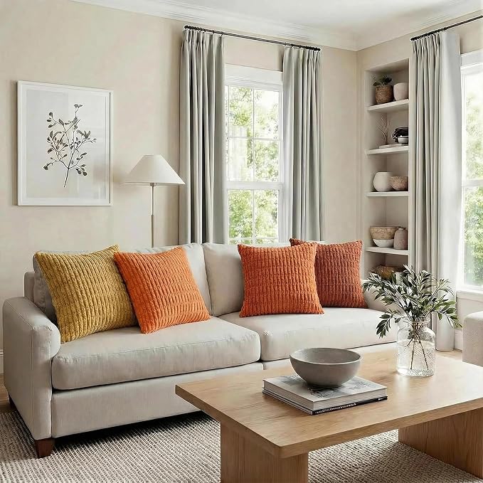 Fancy Homi 4 Packs Decorative Throw Pillow Covers for Living Room Couch Bed, Modern Farmhouse Boho Home Décor Accent Cushion Case, 26" x 26", Burnt Orange Series