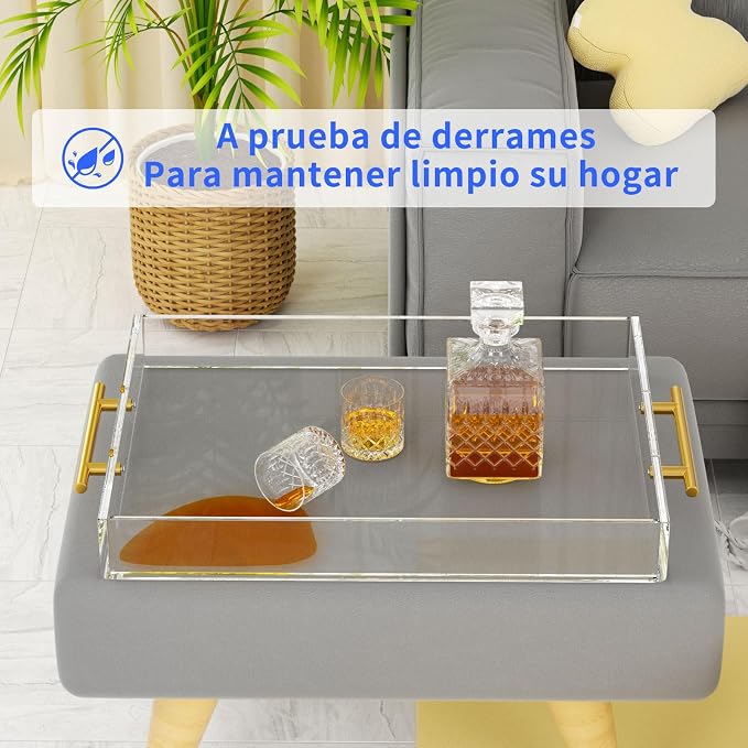 NIUBEE Clear Serving Tray 12x16 Inches - Acrylic Decorative Tray Organiser