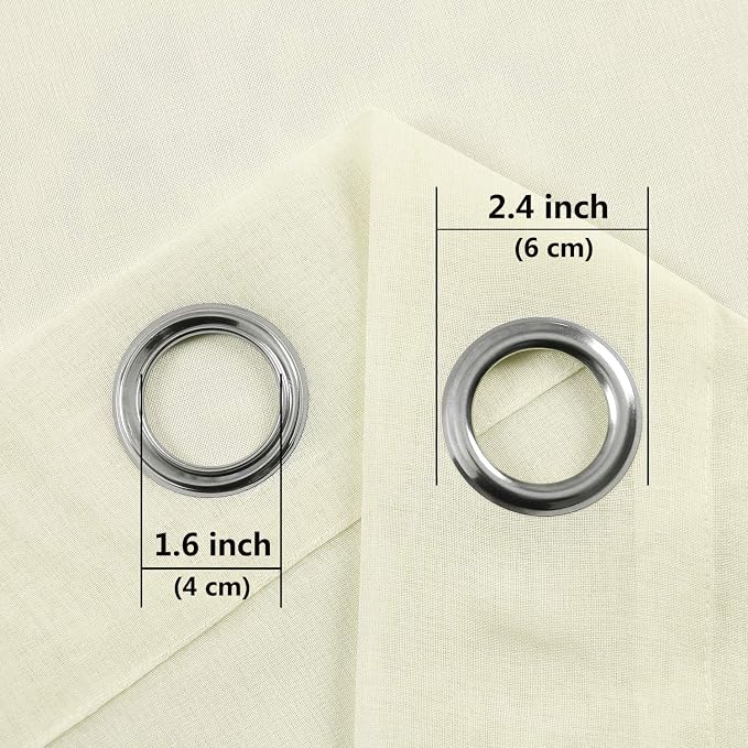 DWCN Ivory Sheer Curtains Linen Look Semi Transparent Voile Grommet Curtains for Living Dining Room Drapes 46 x 45 Inch Long, Set of 2 Panels