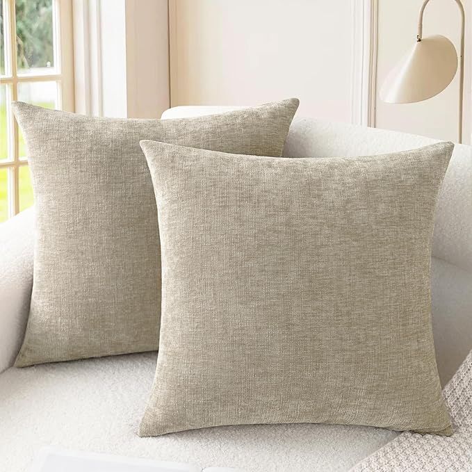 CaliTime Decorative Couch Throw Pillow Covers 18 X 18 Inches Light Taupe