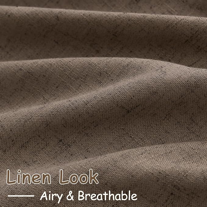 Extra Long Light Brown Curtain 108 Inches Long 2 Panels Set Back Tab Linen Drapes for Living Room Neutral Farmhouse Light Filtering Semi Sheer Linen Curtains 108 Inch Length for Large Window 9 FT