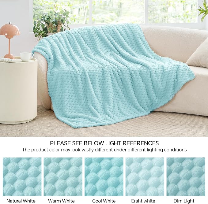 BEDELITE Cloud Blue Throw Blanket for Couch, Soft Gifts for Women, 50 * 60 | 3D Jacquard Decorative Fleece Blanket, Super Soft Plush Throws, Cute Birthday Gift for Women & Men, Suitable for All Seasons