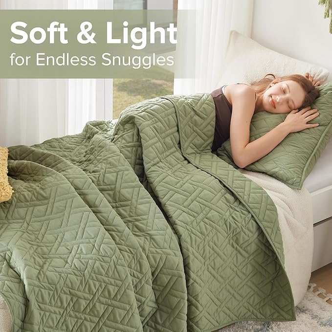 Comfort Spaces Kienna Twin Quilt Bedding Set 2P Olive Green Diamond 66"x90" | Soft Cozy Lightweight Summer Twin XL Coverlet for College Dorm, Quilted Extra Layer, Modern Casual Bedroom Decor, OEKO-TEX