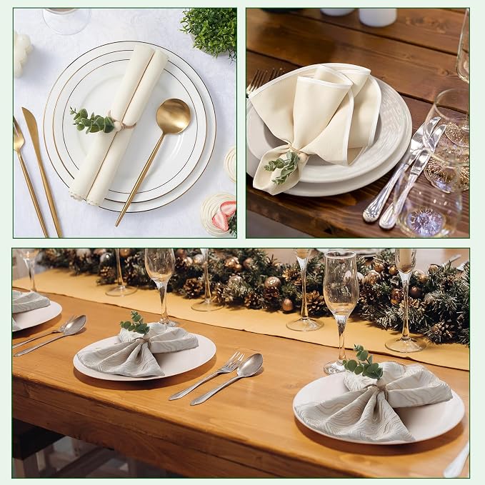 APTWOW Napkin Rings Set of 6, Christmas Napkin Rings for Party Table Decor | Eucalyptus Farmhouse Napkins Rings, Easter Napkins Holder for Weddings, Thanksgiving Table Decorations
