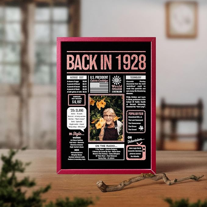 Happy 97th Birthday Party Decorations For Women Rose Gold - Gifts For 97 Year Old Women, Personalized 97th Birthday For Mom, Grandma, 97 Yr Old Bday Decor, Back In The Day You Born Birthday Poster