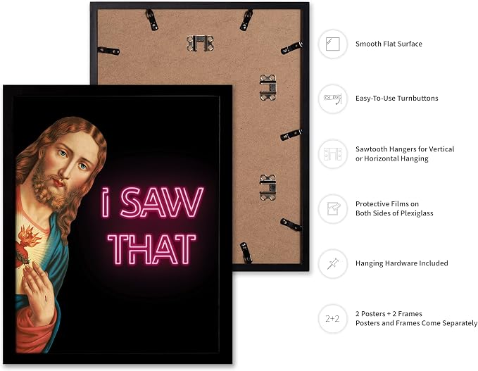 Poster Master 2-Piece I Saw That Print - Me Too Poster - Altered & Pop Art - Baroque Gift for Men & Women - Funny Wall Decor for Dorm, Bedroom or Bathroom - 8x10 Black Framed
