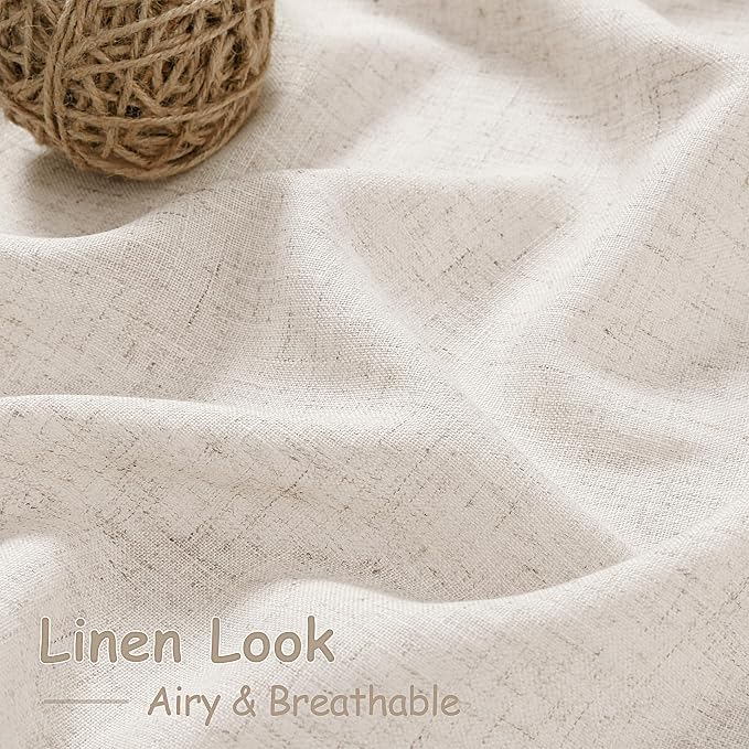 Beige Linen Curtains 84 Inch Length 2 Panels Back Tab Rod Pocket Semi Sheer Bedroom Curtains Light Filtering Country Closet Curtain Drapes Netural Farmhouse Window Panels for Living Dining Room 42x84