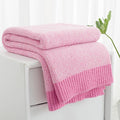 Carriediosa Heather Throw Blanket 60x80, 400GSM Ultra Soft Microfiber | Hot Pink, Fuzzy Fluffy Cozy Plush Knit Knitted Throws, Lightweight Cute Preppy Fall Blankets for Couch, Bed
