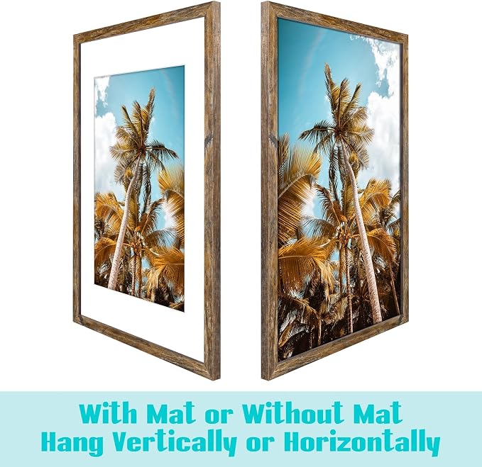 6 Pack 16x24 Rustic Brown Picture Frame with Real Glass Mat for 12x18