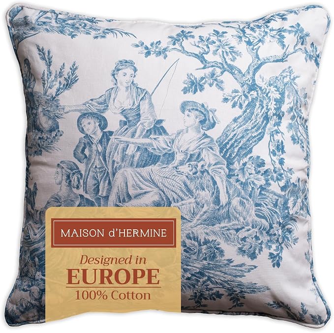 Maison d' Hermine Throw Pillow Covers 100% Cotton (18" x 18" - Pack of 1)