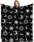 Celestial Blanket Witchy Star Sun and Moon Blankets Soft Flannel 50X60 Inch | Gothic Crescent Moon Throw Gifts for Girls Boys Women Men Whimsy Goth Decor Mystical Astrology Witchy Room Decor Sofa Bed