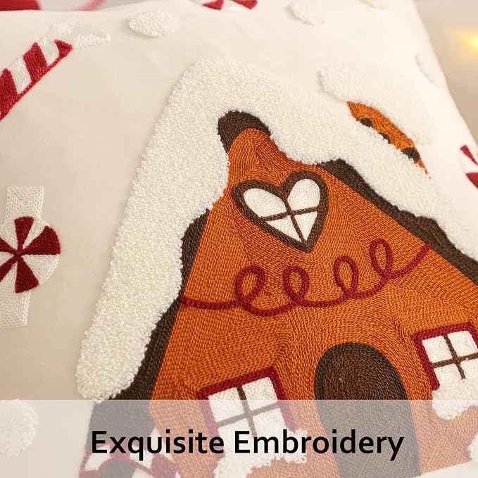 Christmas Throw Pillow Covers 18x18 Set of 2 Xmas House