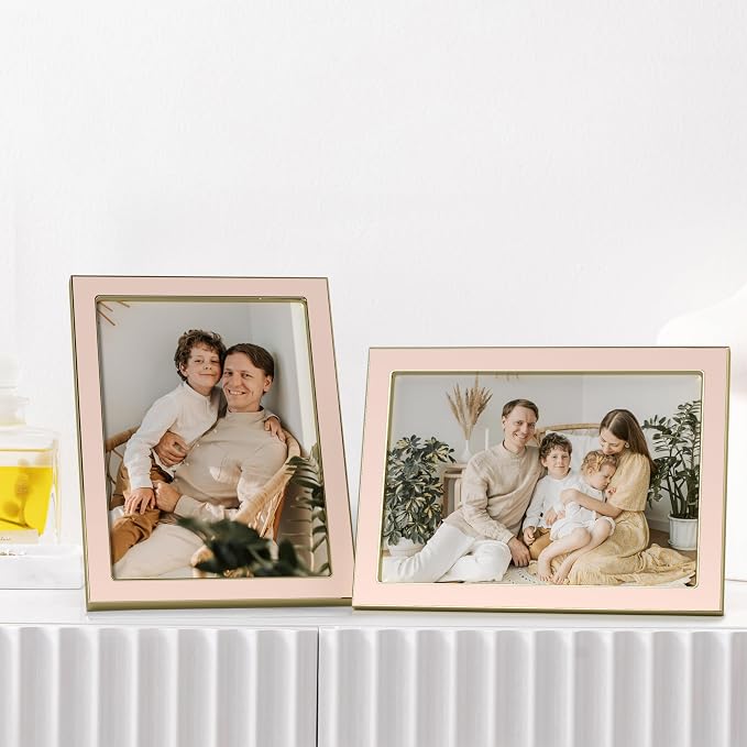 eletecpro 4x6 Enamel Picture Frame with Real Glass Cover, Pink, 2-Pack