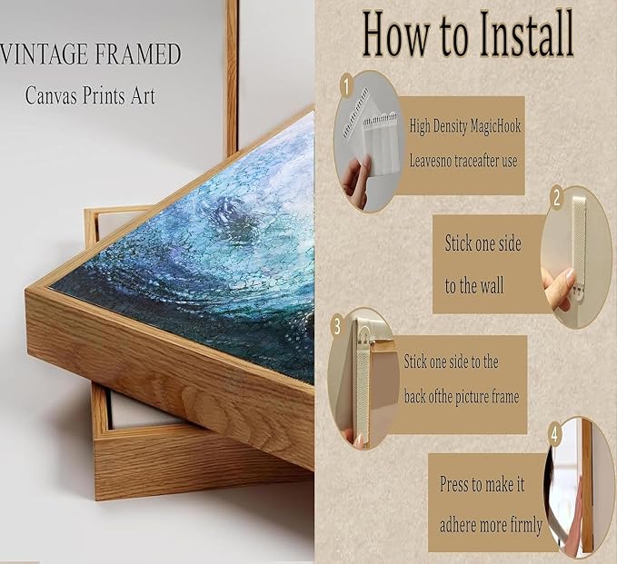 Framed Farm Jesus Christian Canvas Wall Art | Hand of God Reaching Into Water Picture Bible Christ Religion Wall Decor Poster Print for Living Room Bathroom Church Home