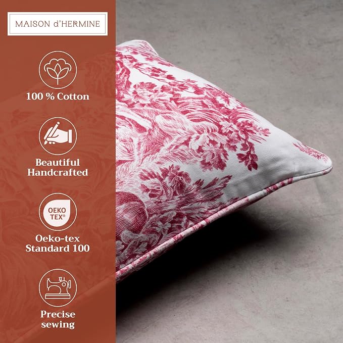 Maison d' Hermine Throw Pillow Covers 100% Cotton (12" x 20" - Pack of 1)