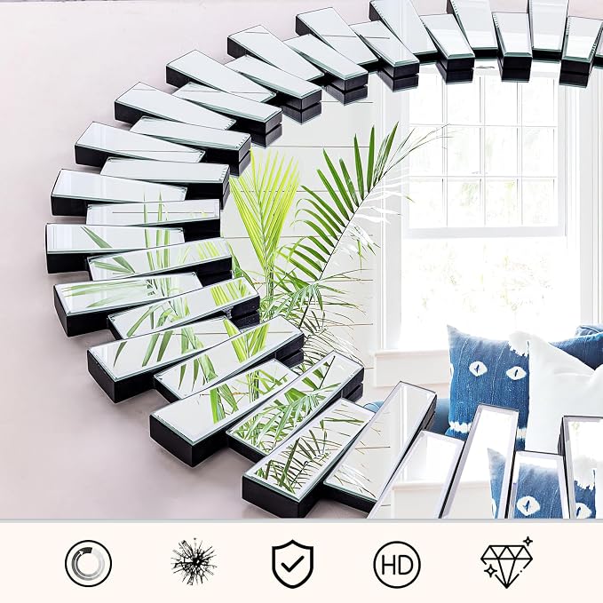 Round Mirrors for Wall Decor, 32'' Large Living Room Mirror with Beveled Edge Glass, Modern Decorative Wall Mirror for Entryway, Dining Room, Bathroom