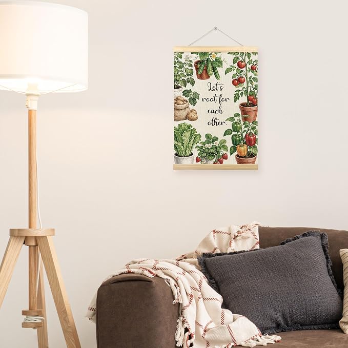 TLESKE Mental Health Inspirational Wall Art Decor Poster Hanger Frame 12x16 | Let's Root for Each Other Wall Decor Hanging Poster for Therapy Office Classroom, Motivational Vegetable Wall Picture Banner