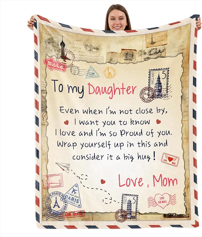 TURMTF to My Daughter Blanket from Mom, Even When I'm Not Close By Inspirational Soft Flannel Throw to My Daughter, for Birthday Graduation Christmas,Mothers Day 56"x71"