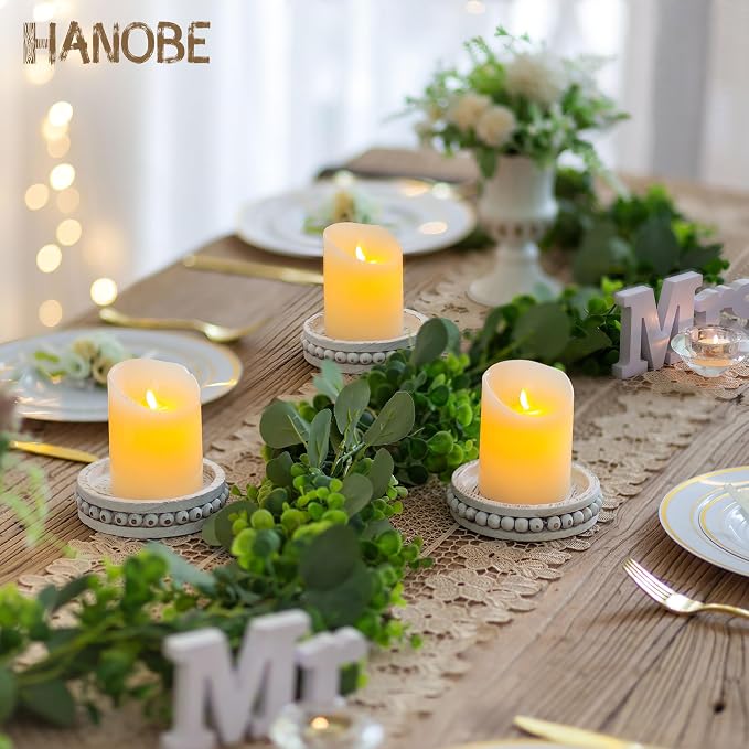 Hanobe Wooden Candle Holder for Pillar Candles Set of 3 Candlestick Holders
