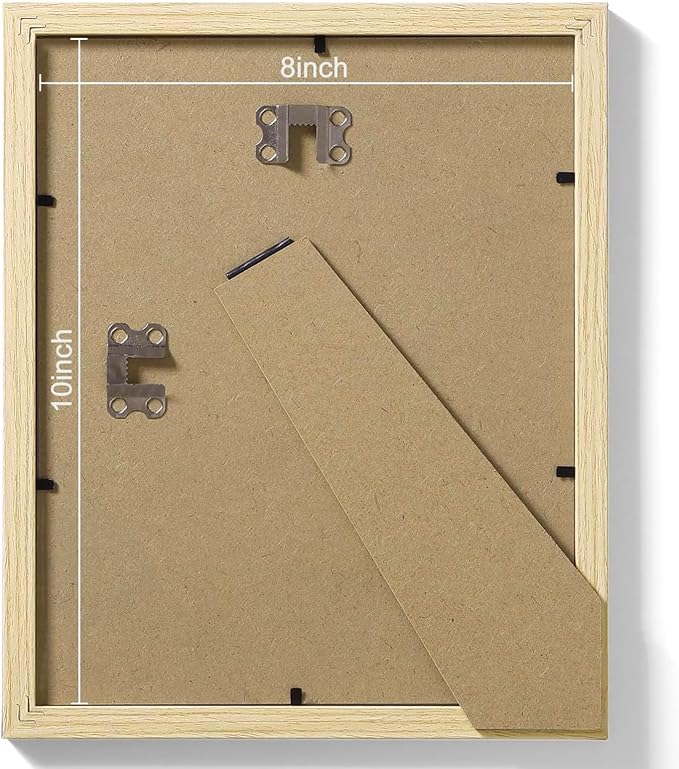 Vittanly 8x10 Picture Frames Set of 9 for Wall or Tabletop Display, OAK | Display Pictures 5x7 with Mat or 8x10 without Mat, Small Photo Frames, Engineered Wood with Shatter Resistant Plexiglass