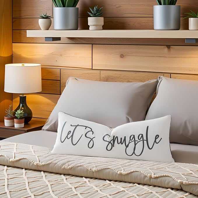 Sunkifover Let's Snuggle Decorative Lumbar Pillow Cover - 14x36 Inch