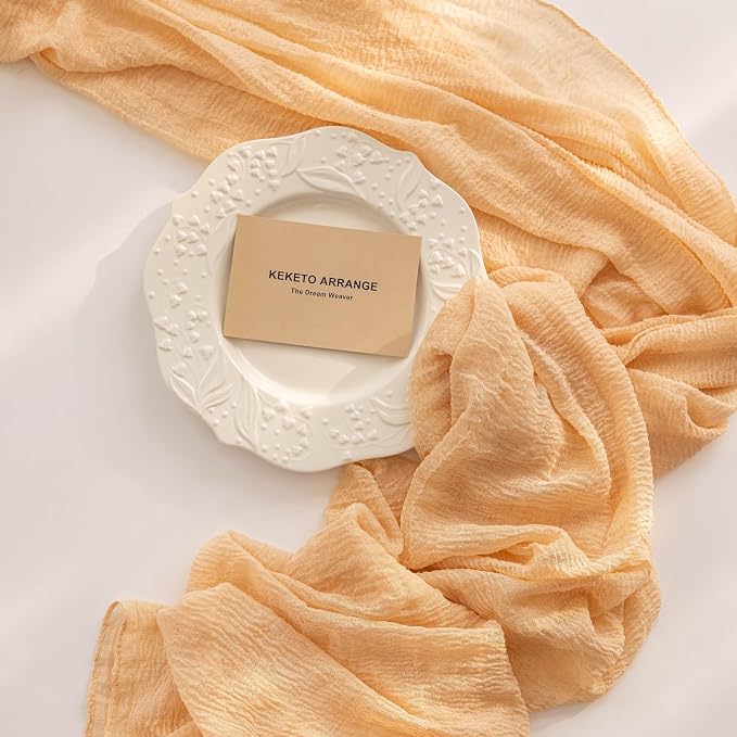 6Pcs Deep Beige Cheesecloth Table Runner 120 Inches for Party Home Decor | For Wedding Baby Shower Bridal Shower Birthday Engagement Party 10FT Rustic Boho Home Decorations