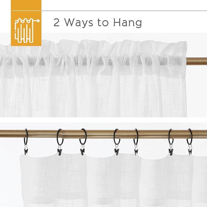 RYB HOME Extra Long Curtains 108 inches Long for Living Room | Breathable White Sheer, Rod Pocket, Privacy Protect, for Bedroom Dining Floor to Ceiling Window, W52 x L108, 2 Panels