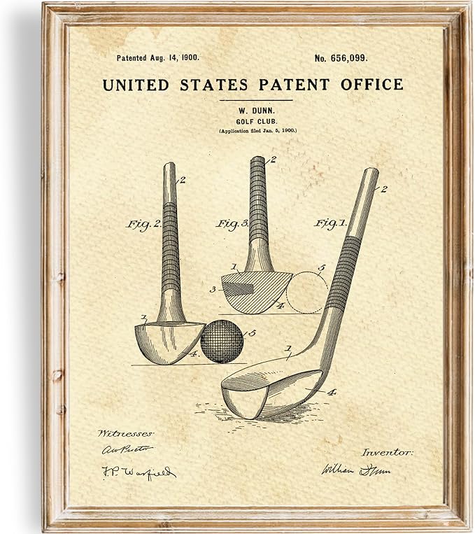 DREAM BIG PRINTABLES Golf Club Patent Print Wall Art - Unframed - 8x10 | Timeless Style Wall Decor for Golf Enthusiasts | Farmhouse, Living Room, Modern Home Decor