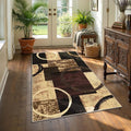 Yamaziot 3x5 Washable Modern Abstract Area Rug Non-Slip Entryway Rug | Stain Resistant Kitchen Rug with Rubber Backing, Low Pile, Ultra Soft Carpet Rug for Bedroom, Laundry, Entryway, Brown