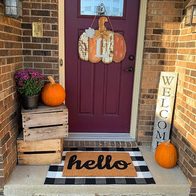 Ukeler Buffalo Plaid Rugs 27.5 x 43.3 Inches Perfect Size for Layered Door Mats, Customized Size for Hello Welcome Doormat, Super Popular Farmhouse Décor