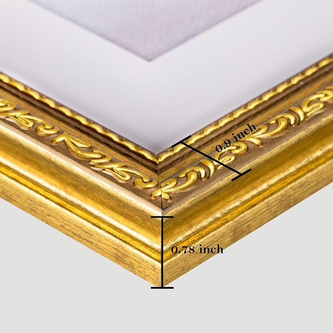 eletecpro 8.5x11 Vintage Picture Frame, Glass Cover, Gold, 2-Pack