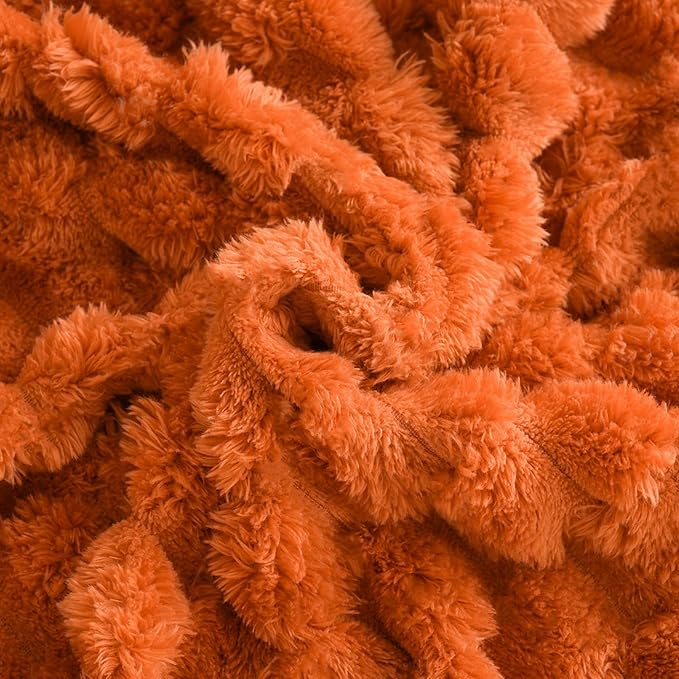 Excervent Big 3D Clouds Stylish Blanket for Kids, 40x50 Inch, Burnt Orange | Decorative Fuzzy Flannel Fleece Throw Blanket for Sofa, Super Soft Cozy Gifts for Kids & Pets, Suitable for All Seasons