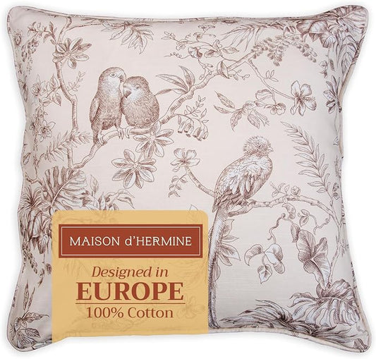 Maison d' Hermine Throw Pillow Covers 100% Cotton (18" x 18" - Pack of 1)