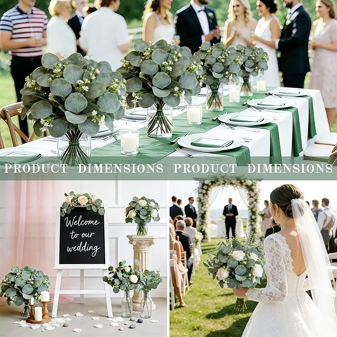 40 Pcs Faux Eucalyptus Leaves Stems Bulk Silver Dollar White Seed Artificial Greenery Stems Fake Sprays Branches for Wedding Table Centerpiece Bouquet Garland Floral Arrangement Home Decor