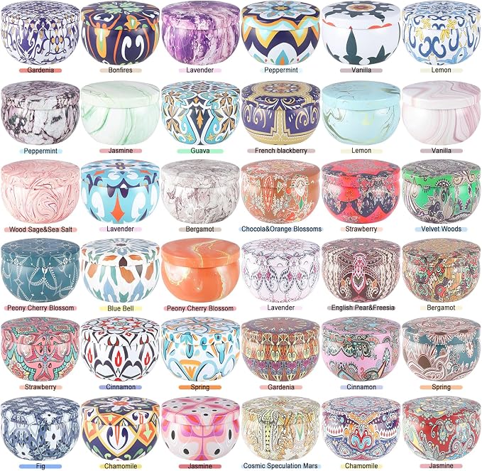 YOROXRG 36 Pack Multicolored Scented Candles Gifts Soy Wax Travel Tin Jar Candles for Home 2.5 OZ for Mom,Christmas, Home Scented Decoration Birthday, Thanksgiving, Mother's Day(Color: Brown)