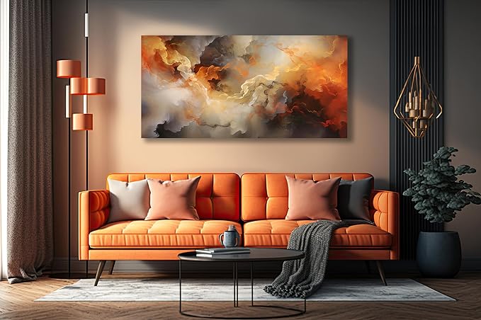 VHMING Abstract Wall Art Home Decor Orange Artwork Wall Art Prints Canvas Painting Wall Decor for Living Room Bedroom Office Decoration 29"x58"