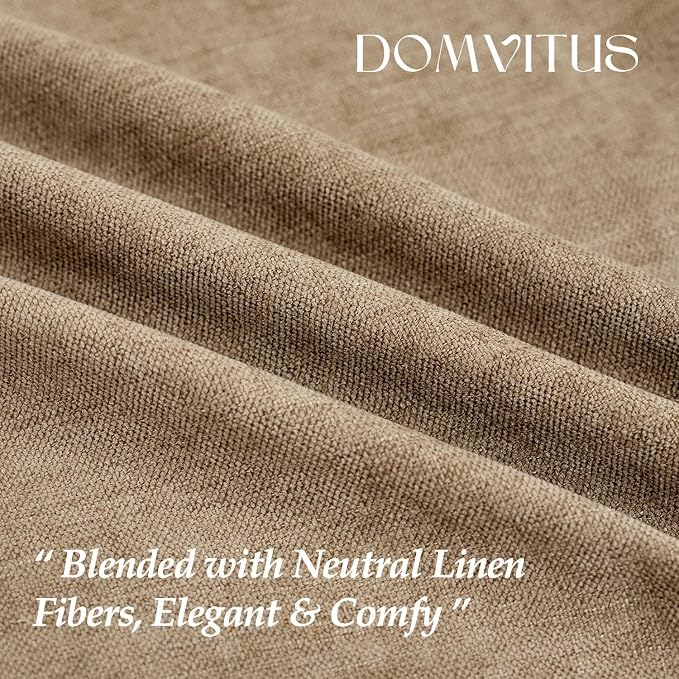 DOMVITUS Throw Pillow Covers 20x20 Pack of 2, Decorative Soft Soild Textured Accent Cushion Case, Neutral Boho Farmhouse Linen Pillow Covers for Couch Sofa Bedroom Living Room Home Decor, Khaki